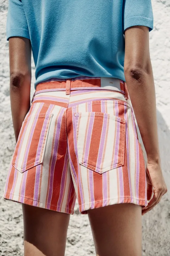 ШОРТЫ Z1975 MOM FIT В ПОЛОСКУ С ВЫСОКОЙ ПОСАДКОЙ