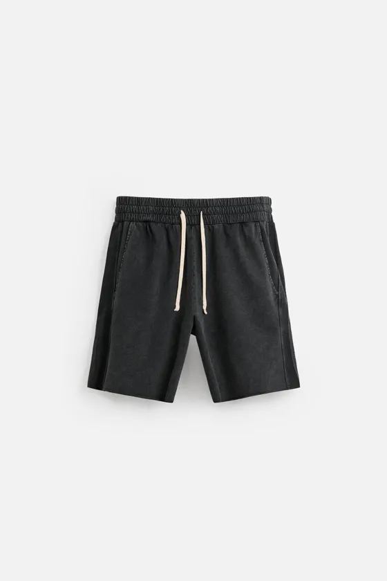ШОРТЫ RELAXED FIT ИЗ ТКАНИ С ЭФФЕКТОМ ПОТЕРТОСТИ