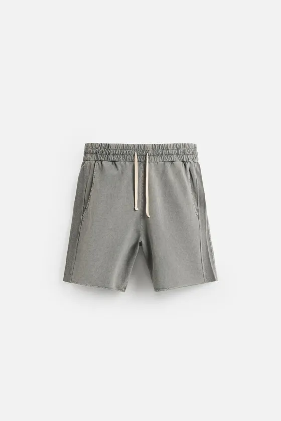 ШОРТЫ RELAXED FIT ИЗ ТКАНИ С ЭФФЕКТОМ ПОТЕРТОСТИ