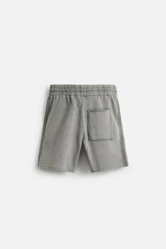 ШОРТЫ RELAXED FIT ИЗ ТКАНИ С ЭФФЕКТОМ ПОТЕРТОСТИ