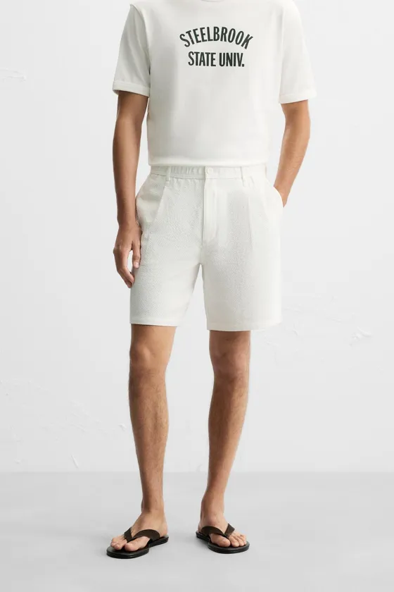 ШОРТЫ REGULAR FIT ИЗ РЕЛЬЕФНОЙ ТКАНИ