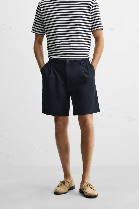 ШОРТЫ REGULAR FIT ИЗ РЕЛЬЕФНОЙ ТКАНИ