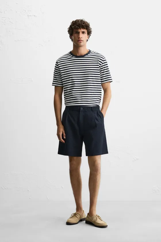 ШОРТЫ REGULAR FIT ИЗ РЕЛЬЕФНОЙ ТКАНИ