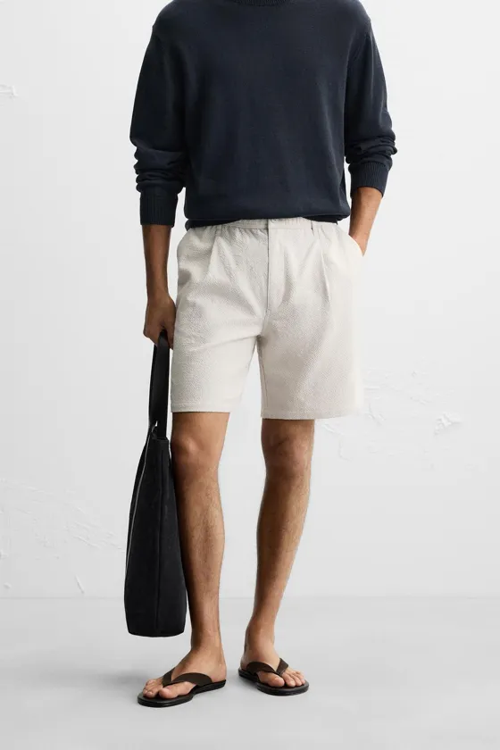 ШОРТЫ REGULAR FIT ИЗ РЕЛЬЕФНОЙ ТКАНИ