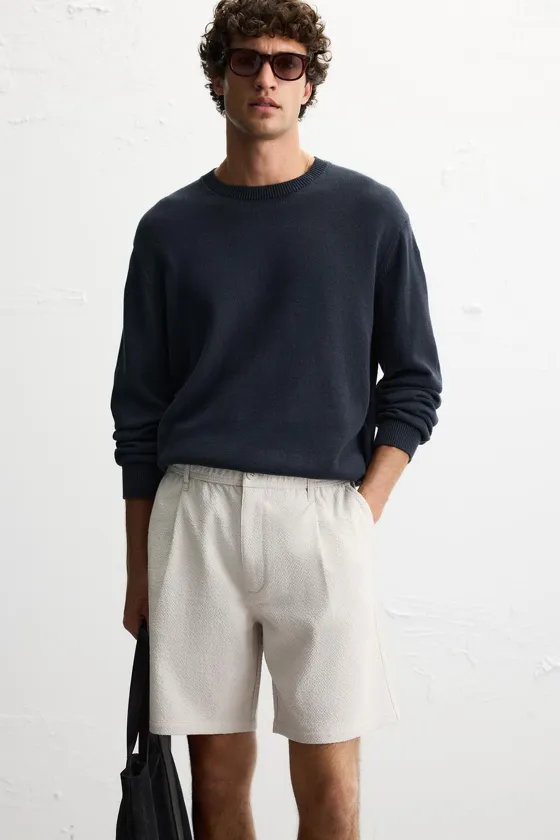 ШОРТЫ REGULAR FIT ИЗ РЕЛЬЕФНОЙ ТКАНИ