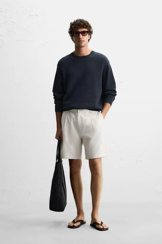 ШОРТЫ REGULAR FIT ИЗ РЕЛЬЕФНОЙ ТКАНИ