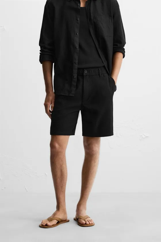 ШОРТЫ REGULAR FIT ИЗ РЕЛЬЕФНОЙ ТКАНИ