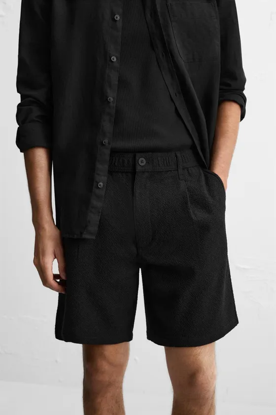 ШОРТЫ REGULAR FIT ИЗ РЕЛЬЕФНОЙ ТКАНИ