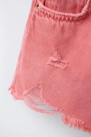 Джинсовые шорты с разрезами- Заказать в России