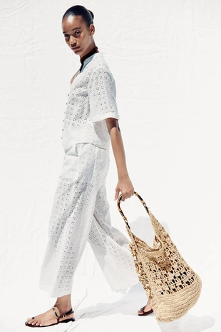 Брюки-кюлоты с ажурной вышивкой- Заказать в России