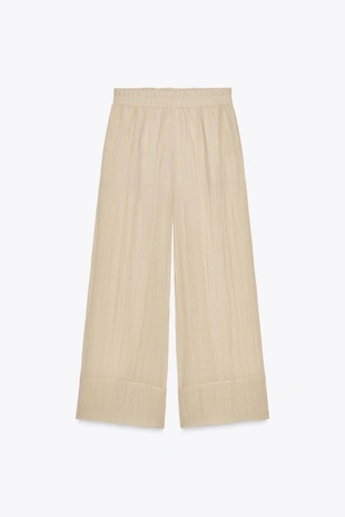 Широкие брюки из полупрозрачной жатой ткани- Заказать в России