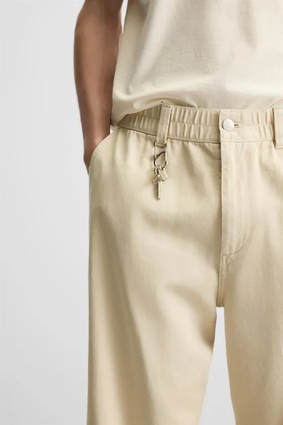 БРЮКИ RELAXED FIT ИЗ РЕЛЬЕФНОЙ ТКАНИ