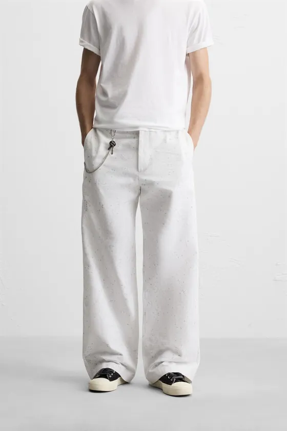 БРЮКИ ШИРОКОГО КРОЯ С АБСТРАКТНЫМ ПРИНТОМ