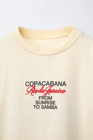 Light yellow | 7878/952/306 - Zara Футболка с рельефной надписью