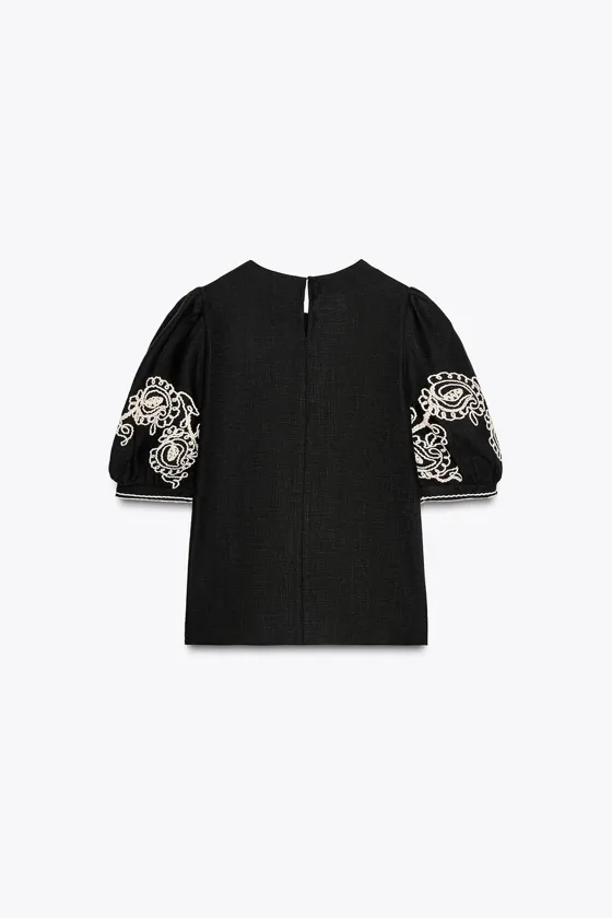 ТОП ИЗ СМЕСОВОГО ЛЬНА С ВЫШИВКОЙ — ZW COLLECTION