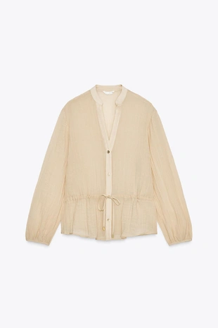 Рубашка из полупрозрачной жатой ткани- Заказать в России