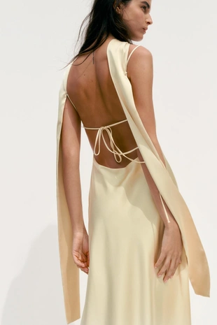 Длинное атласное платье- Заказать в России