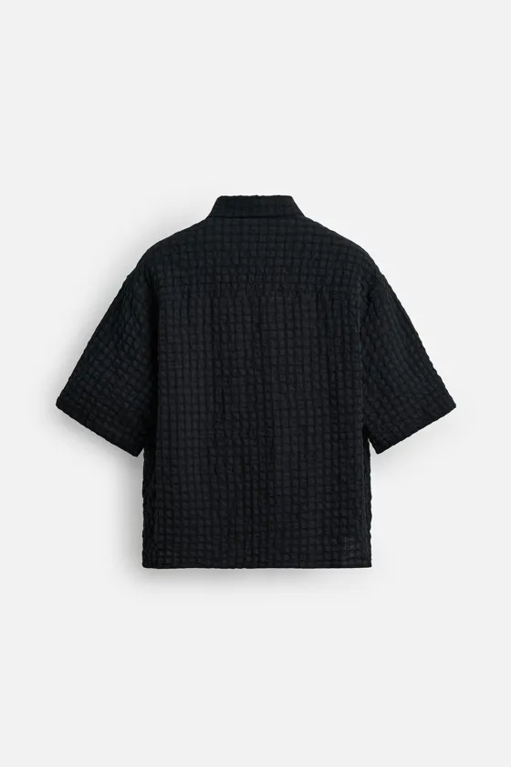 РУБАШКА ИЗ ЖАТОЙ ТКАНИ В МЕЛКУЮ ПОЛОСКУ