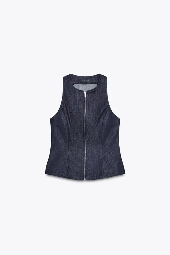 ДЖИНСОВЫЙ ТОП С ЗАСТЕЖКОЙ-МОЛНИЕЙ — ZW COLLECTION