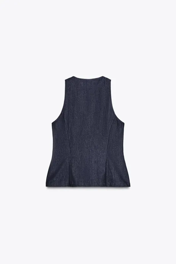 ДЖИНСОВЫЙ ТОП С ЗАСТЕЖКОЙ-МОЛНИЕЙ — ZW COLLECTION