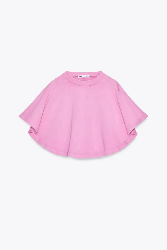 ФУТБОЛКА-НАКИДКА ИЗ ТКАНИ С ЭФФЕКТОМ ПОТЕРТОСТИ