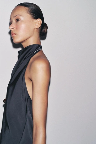 Атласный топ с горловиной халтер — ZW COLLECTION- Заказать в России