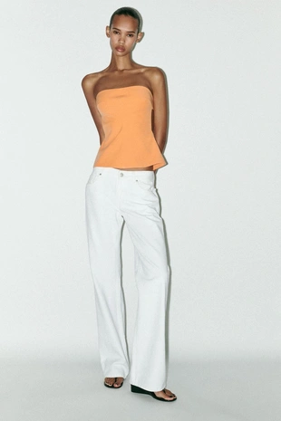 Топ с декоративным вырезом без бретелей- Заказать в России