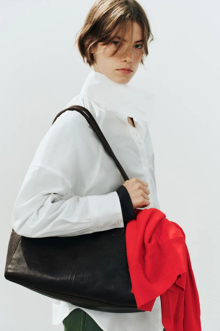Рубашка oversize с высоким воротником