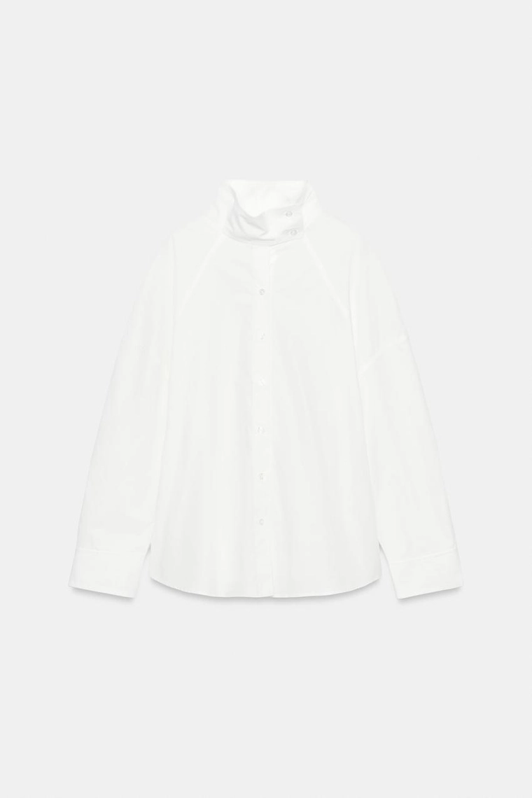Рубашка oversize с высоким воротником