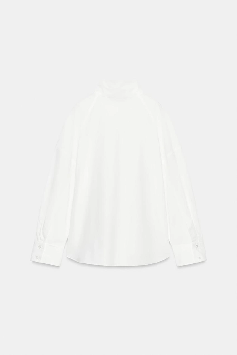 Рубашка oversize с высоким воротником
