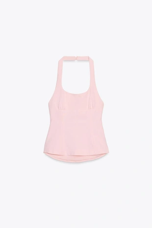 Топ с горловиной халтер и бантами- Заказать в России