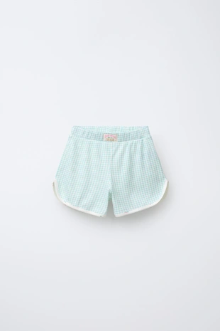 Пижама с футболкой и горчичковым шортами в клетку и цветочным принтом, 2-6 лет- Заказать в России