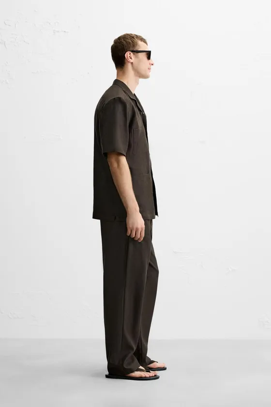 РУБАШКА ИЗ 100% ЛЬНА С КАРМАНАМИ