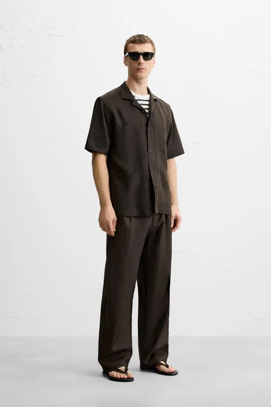 РУБАШКА ИЗ 100% ЛЬНА С КАРМАНАМИ