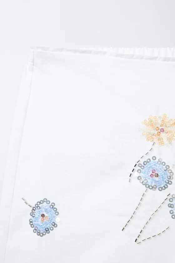 ШОРТЫ С ЦВЕТОЧНЫМ ПРИНТОМ И БУСИНАМИ