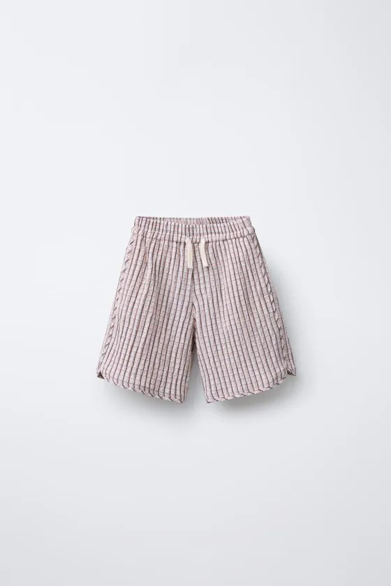 ШОРТЫ WIDE FIT ИЗ РЕЛЬЕФНОЙ ТКАНИ В КЛЕТКУ
