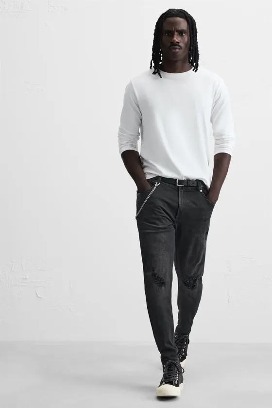 ДЖИНСЫ SKINNY FIT С РАЗРЕЗАМИ
