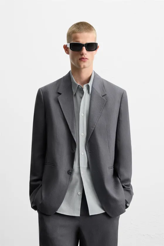 Пиджак regular fit из льняной ткани