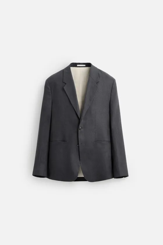 Пиджак regular fit из льняной ткани