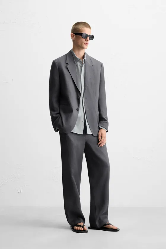 Пиджак regular fit из льняной ткани