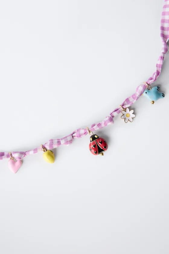 GINGHAM BEADED NECKLACE