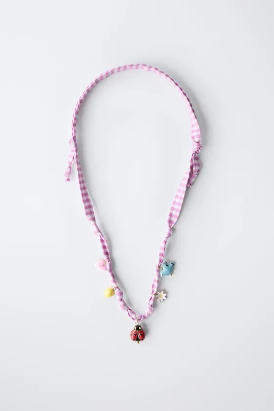 GINGHAM BEADED NECKLACE