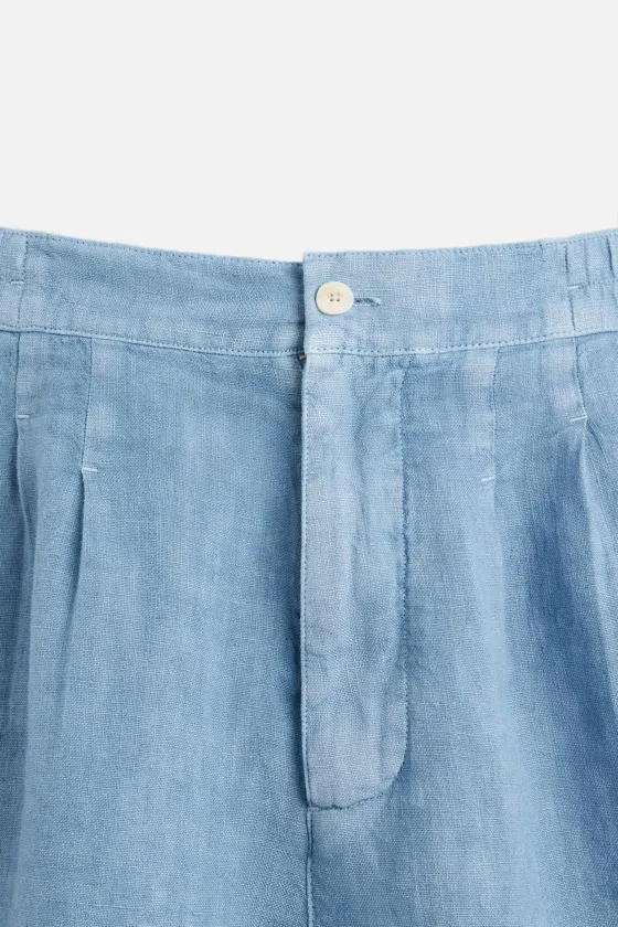 ШОРТЫ ИЗ 100% ЛЬНА С ЭФФЕКТОМ ПОТЕРТОСТИ