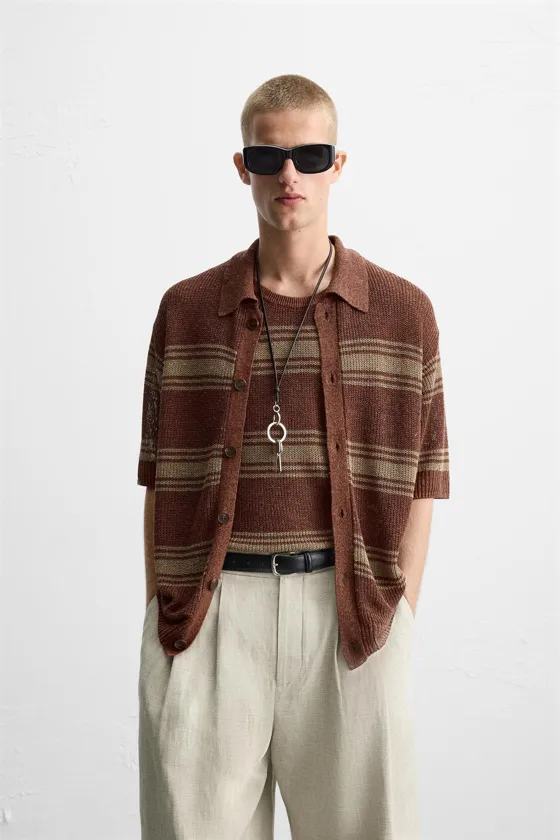 ТРИКОТАЖНАЯ РУБАШКА ЛЕН-ВИСКОЗА