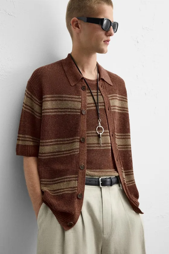 ТРИКОТАЖНАЯ РУБАШКА ЛЕН-ВИСКОЗА