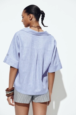 Укороченная рубашка из смесового льна