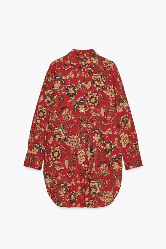 ДЛИННАЯ РУБАШКА С ПРИНТОМ коллекция Zara «ZW»