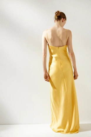Длинное атласное платье- Заказать в России