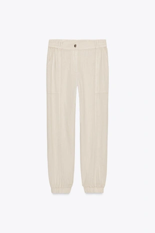 Брюки-джоггеры из льна- Заказать в России