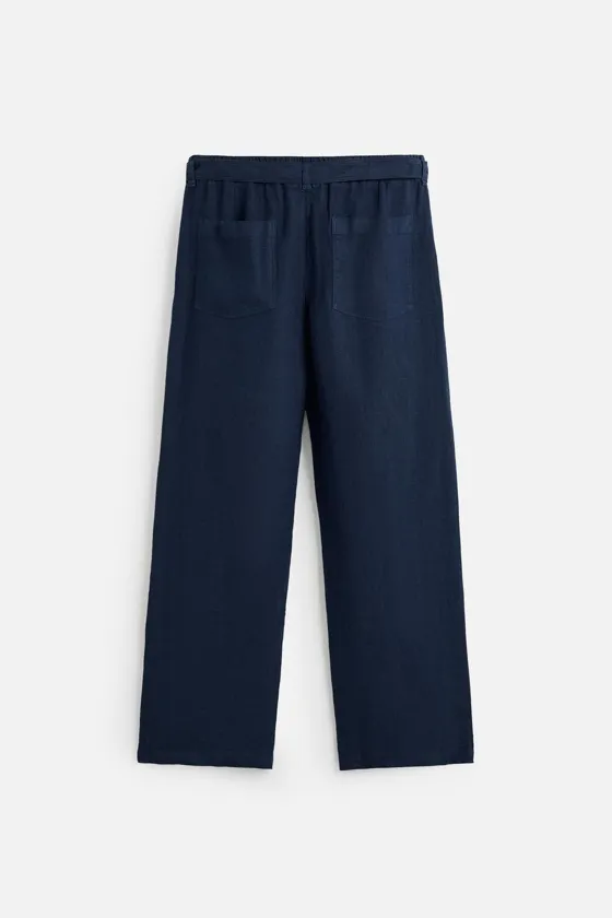 БРЮКИ ИЗ 100% ЛЬНА С РЕМНЕМ